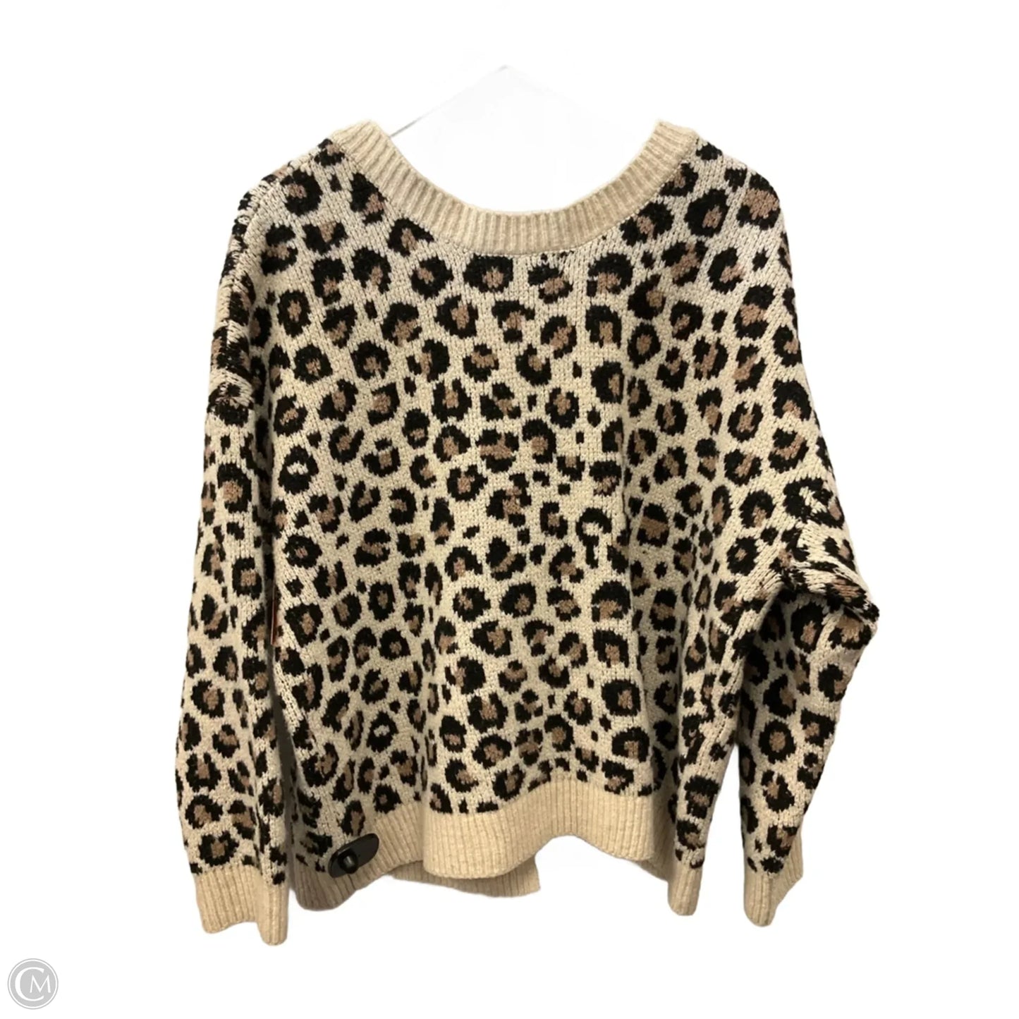 Sweater Cardigan By Clothes Mentor In Animal Print, Size: 1x