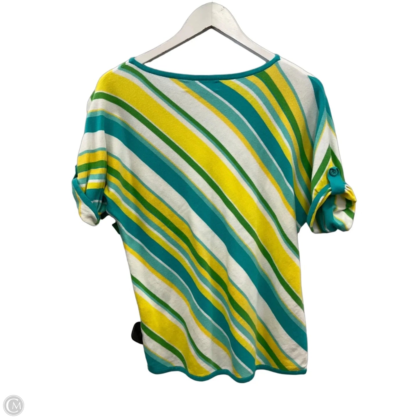 Top Short Sleeve By Jones New York In Green & Yellow, Size: M