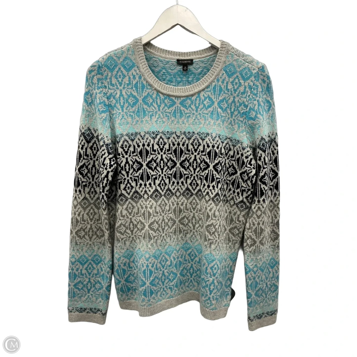 Sweater By Talbots In Blue & Grey, Size: M