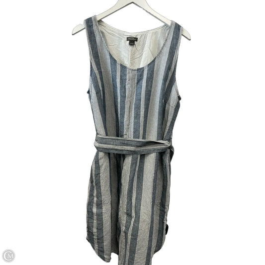 Dress Casual Midi By Eddie Bauer In Blue & White, Size: L