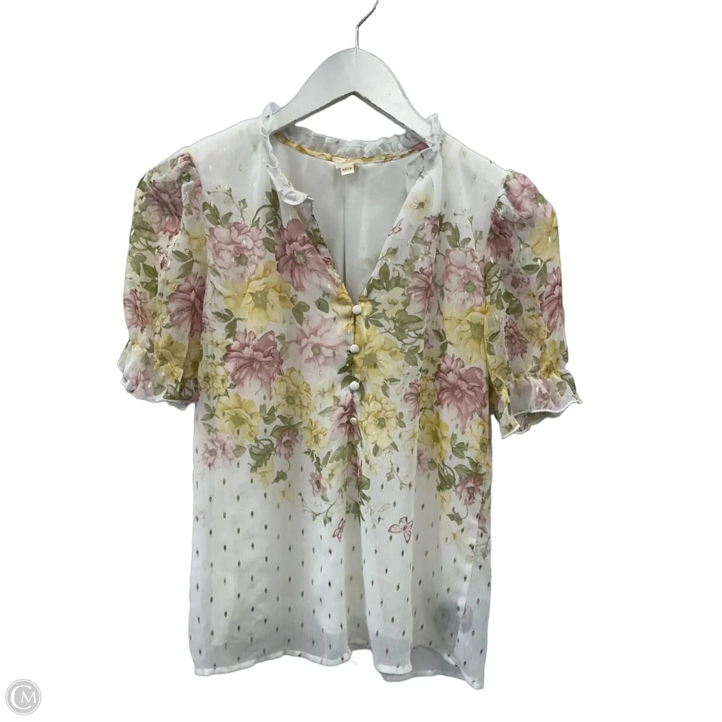 Top Short Sleeve By Cme In Cream, Size: Xs