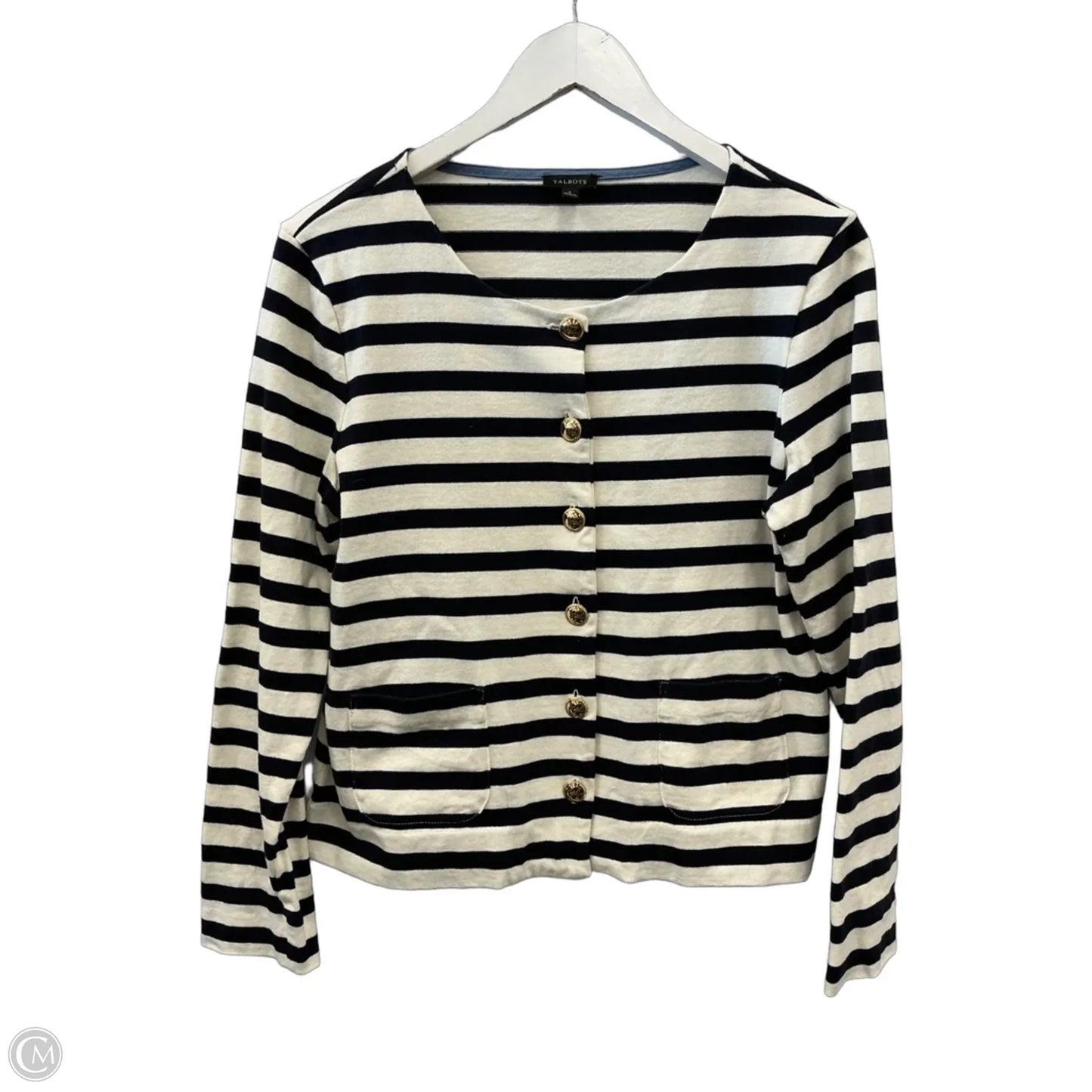 Cardigan By Talbots In Blue & White, Size: S