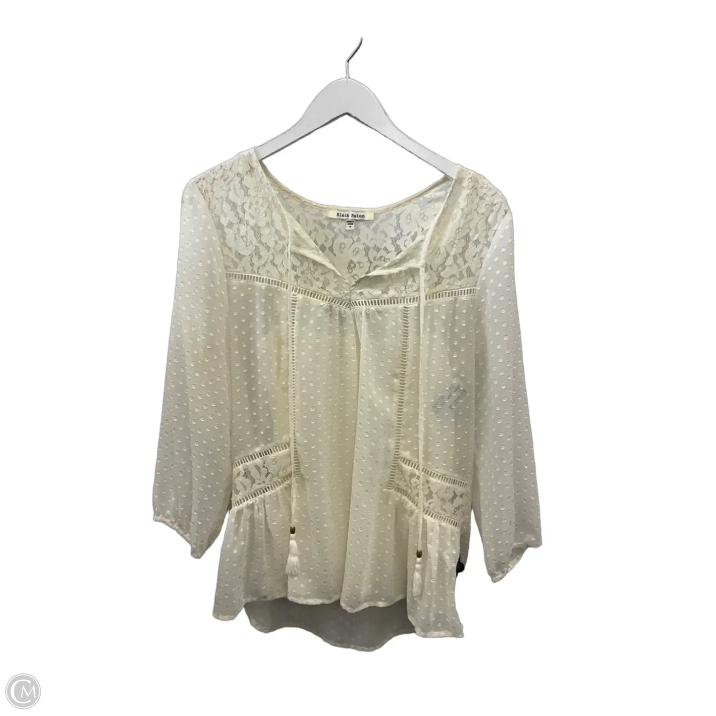 Top 2pc Short Sleeve By Black Rainn In Ivory, Size: M