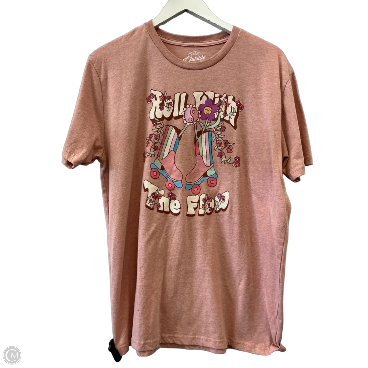 Top Short Sleeve By Cme In Pink, Size: L