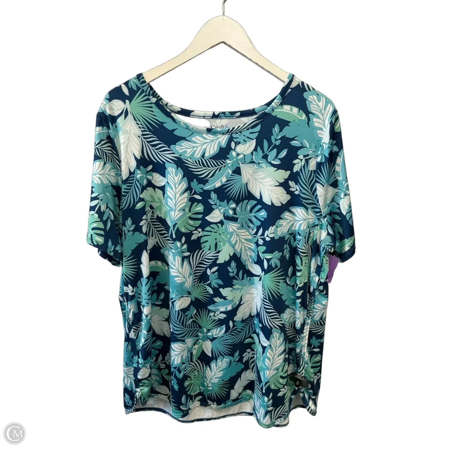 Athletic Top Short Sleeve By Croft And Barrow In Blue, Size: 1x