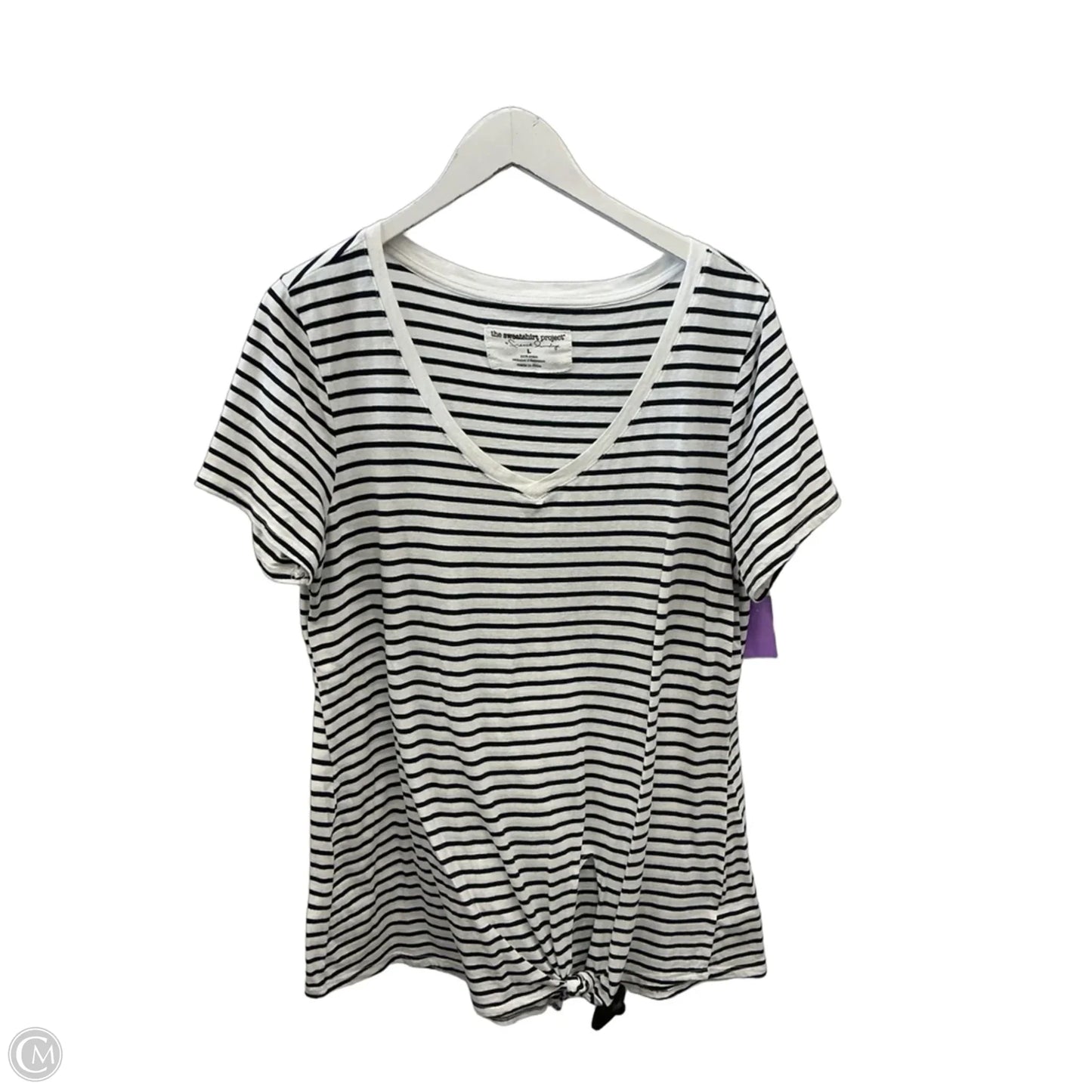 Top Short Sleeve By French Laundry In Blue & White, Size: L
