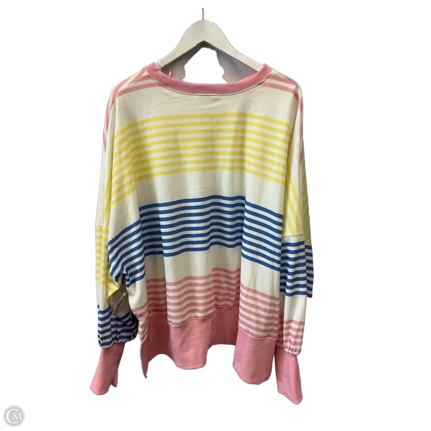 Top Long Sleeve By Peach Love Cream California In Striped Pattern, Size: L