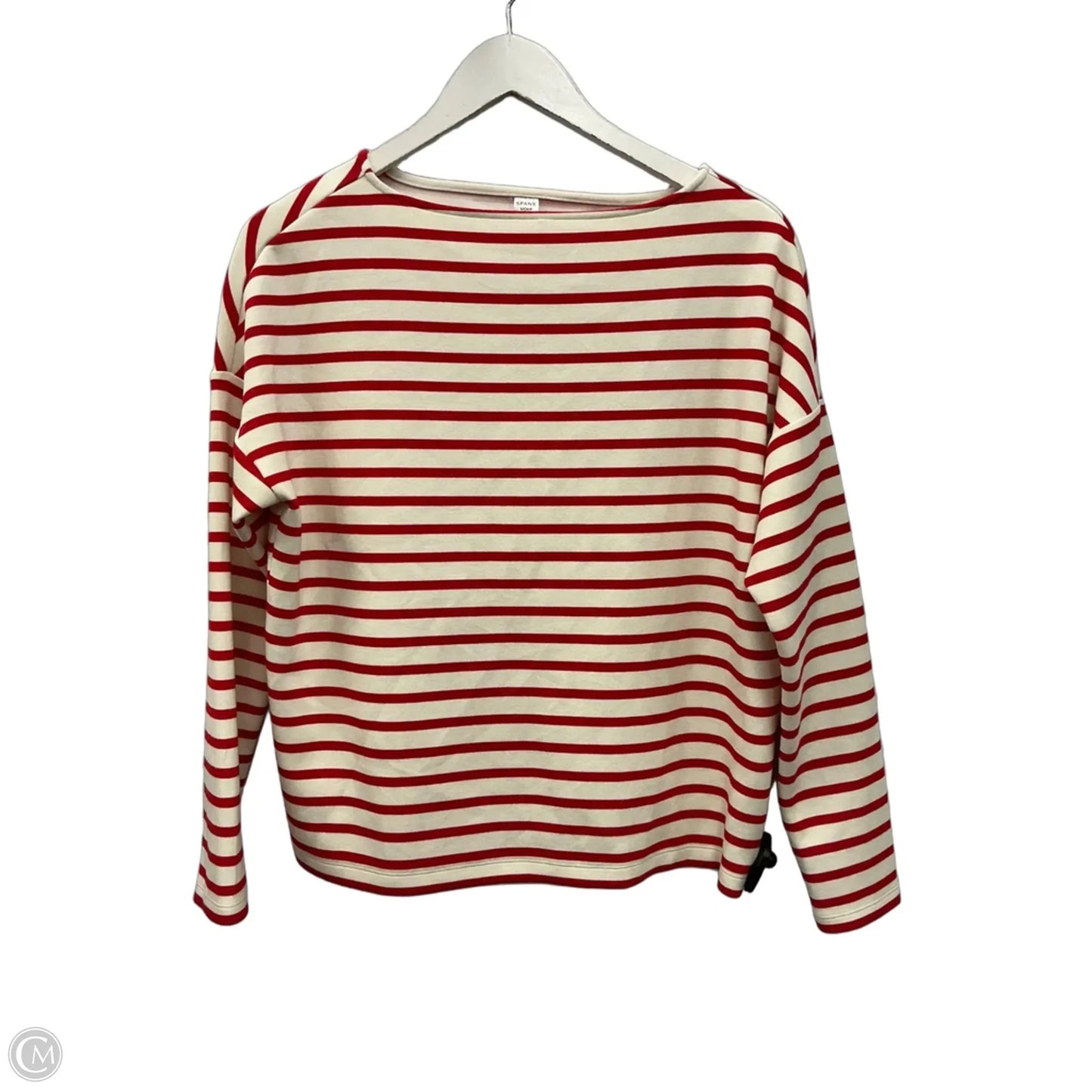 Top Long Sleeve By Spanx In Red & White, Size: S