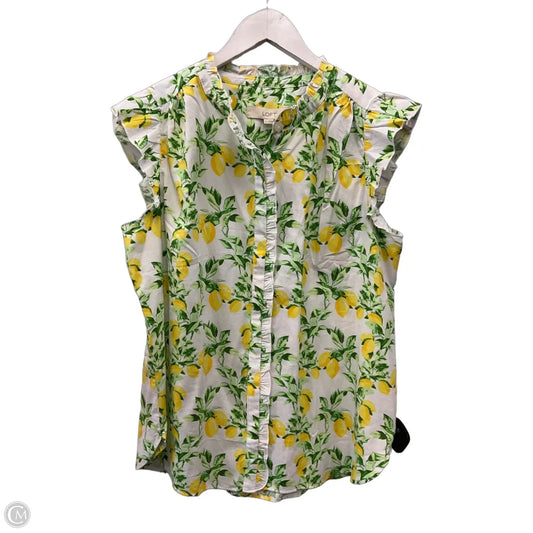 Top Short Sleeve By Loft In Green & Yellow, Size: M