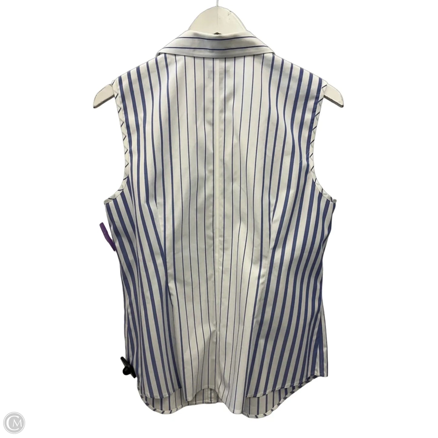 Top Sleeveless By Talbots In Blue & White, Size: L