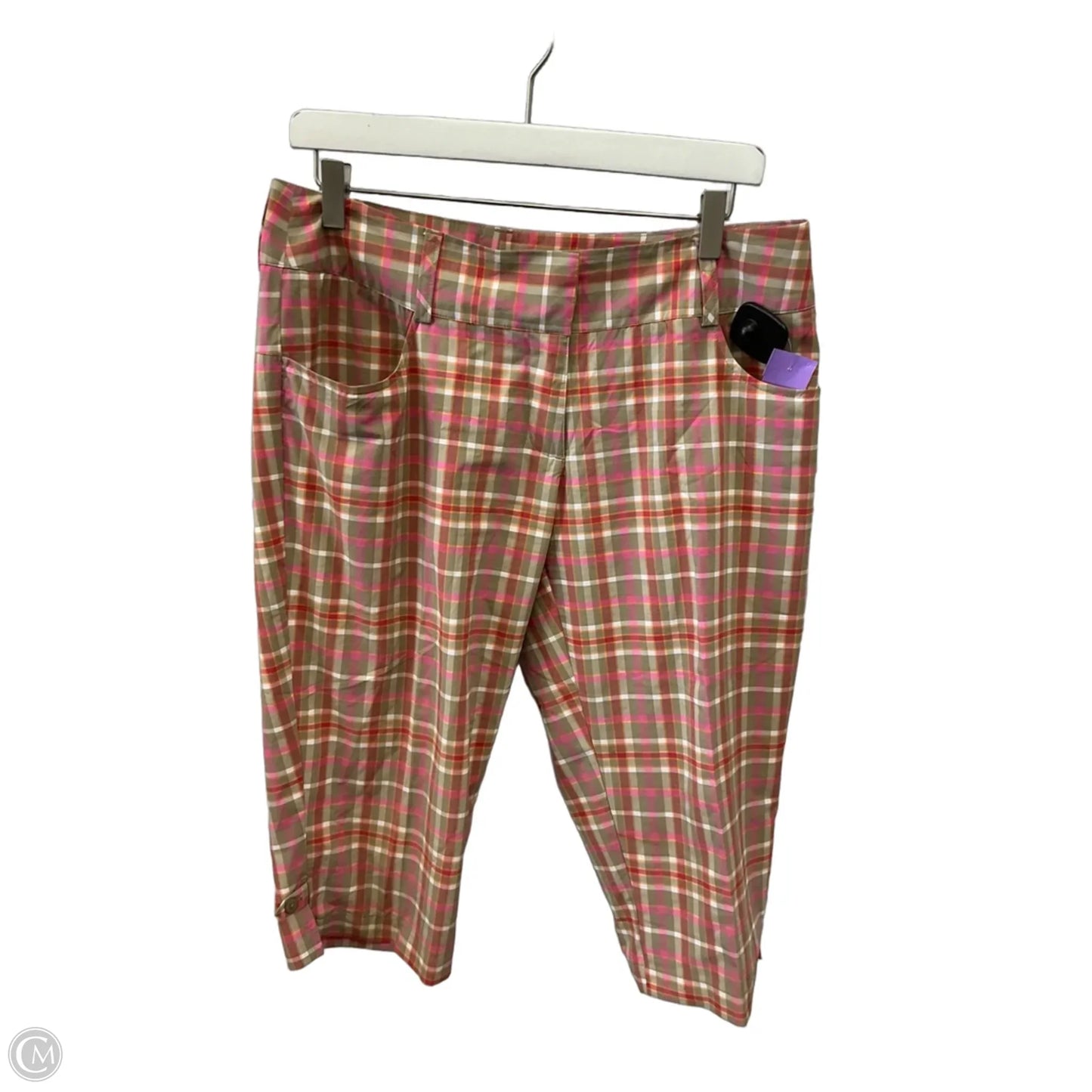 Athletic Capris By Adidas In Pink & Tan, Size: M