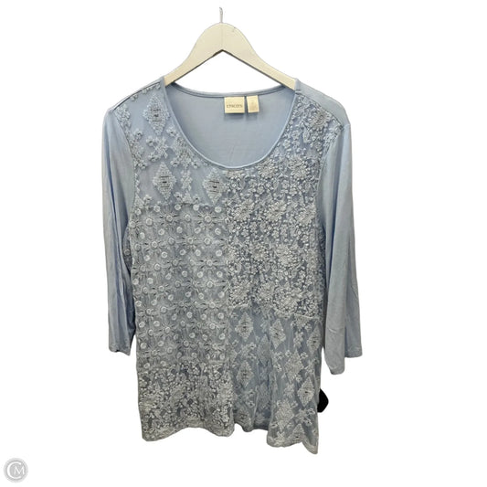 Top 3/4 Sleeve By Chicos In Blue, Size: L
