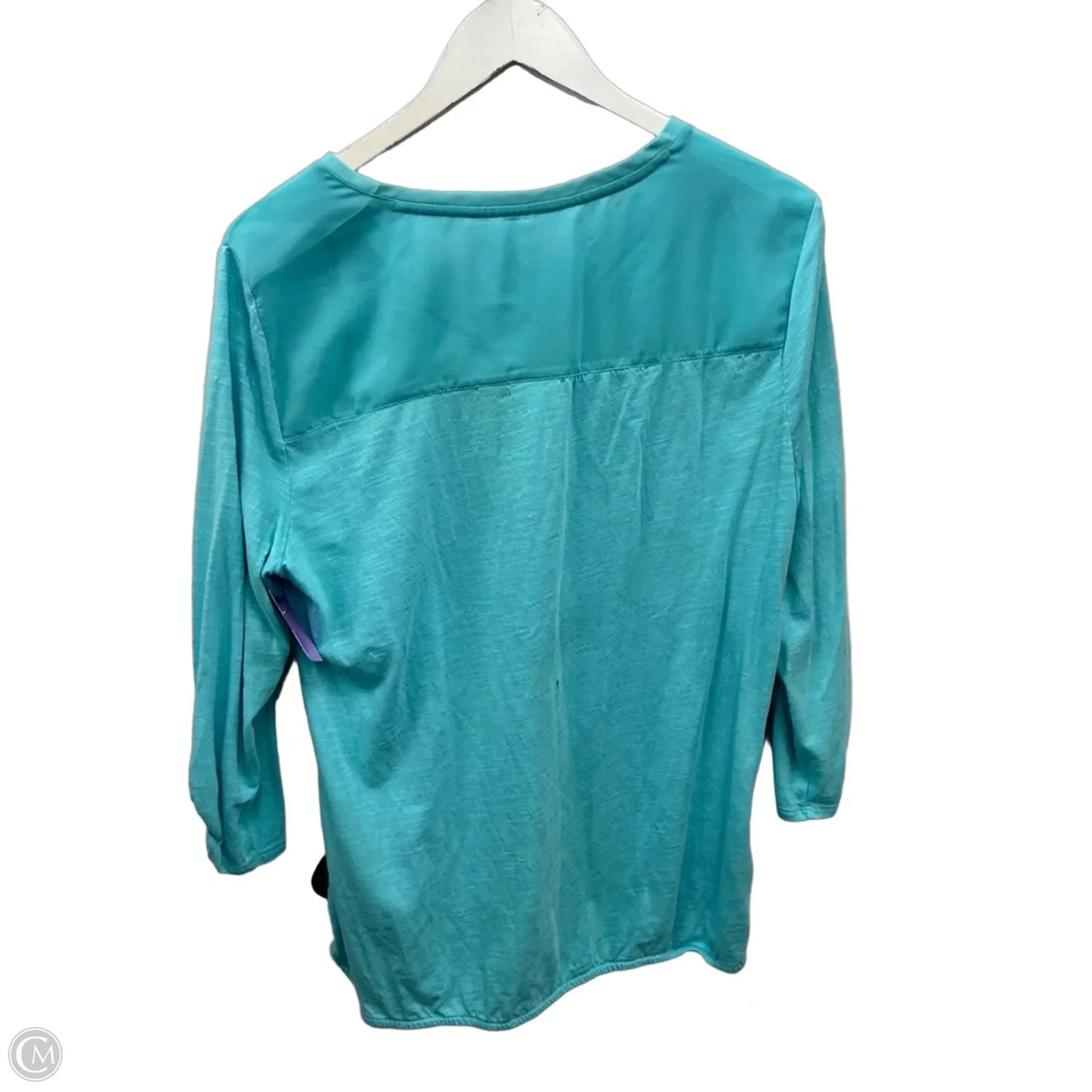 Top 3/4 Sleeve By Chicos In Aqua, Size: L
