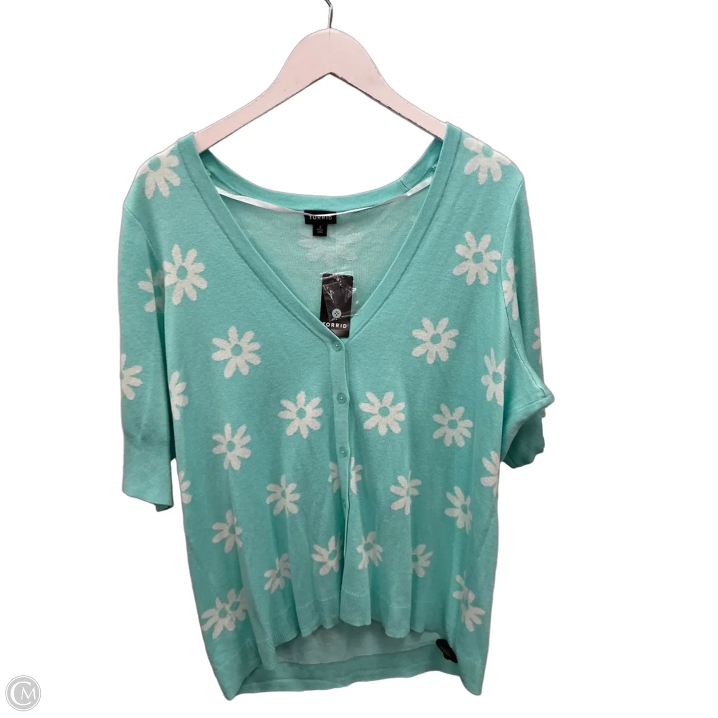 Sweater Short Sleeve By Torrid In Aqua, Size: 2x