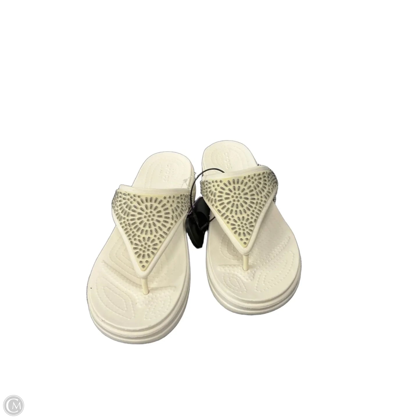 Sandals Heels Wedge By Crocs In White, Size: 9