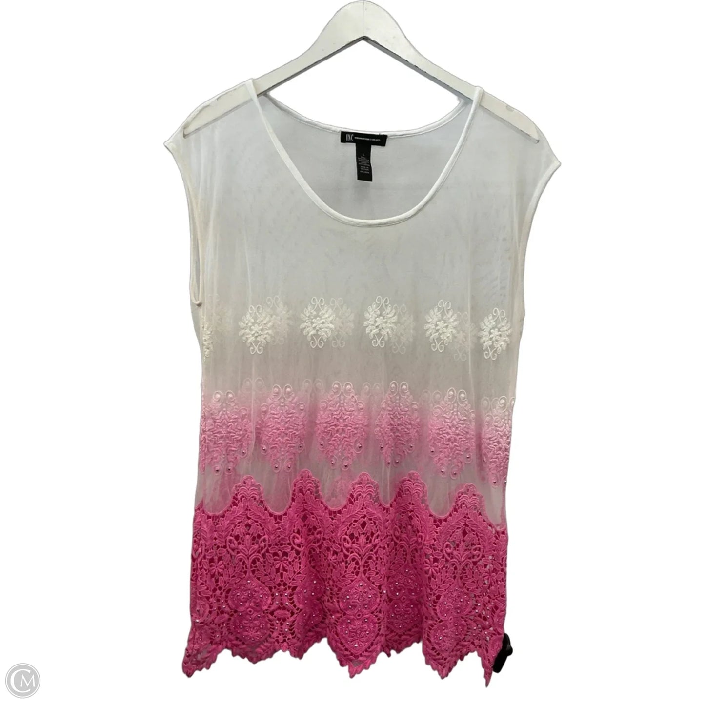 Top Short Sleeve By Inc In Pink, Size: L