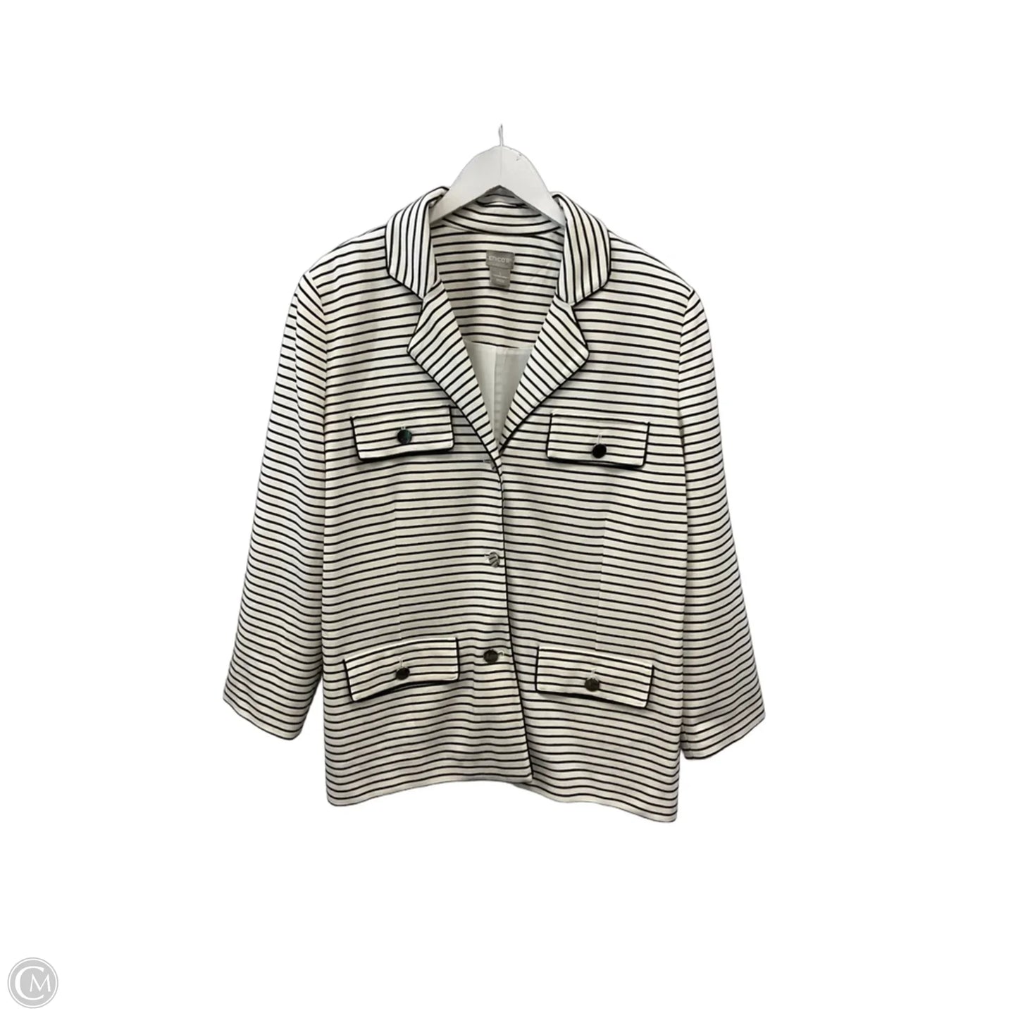 Blazer By Chicos In Black & White, Size: Xl