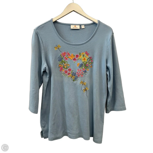 Top 3/4 Sleeve By Quaker Factory In Blue, Size: M