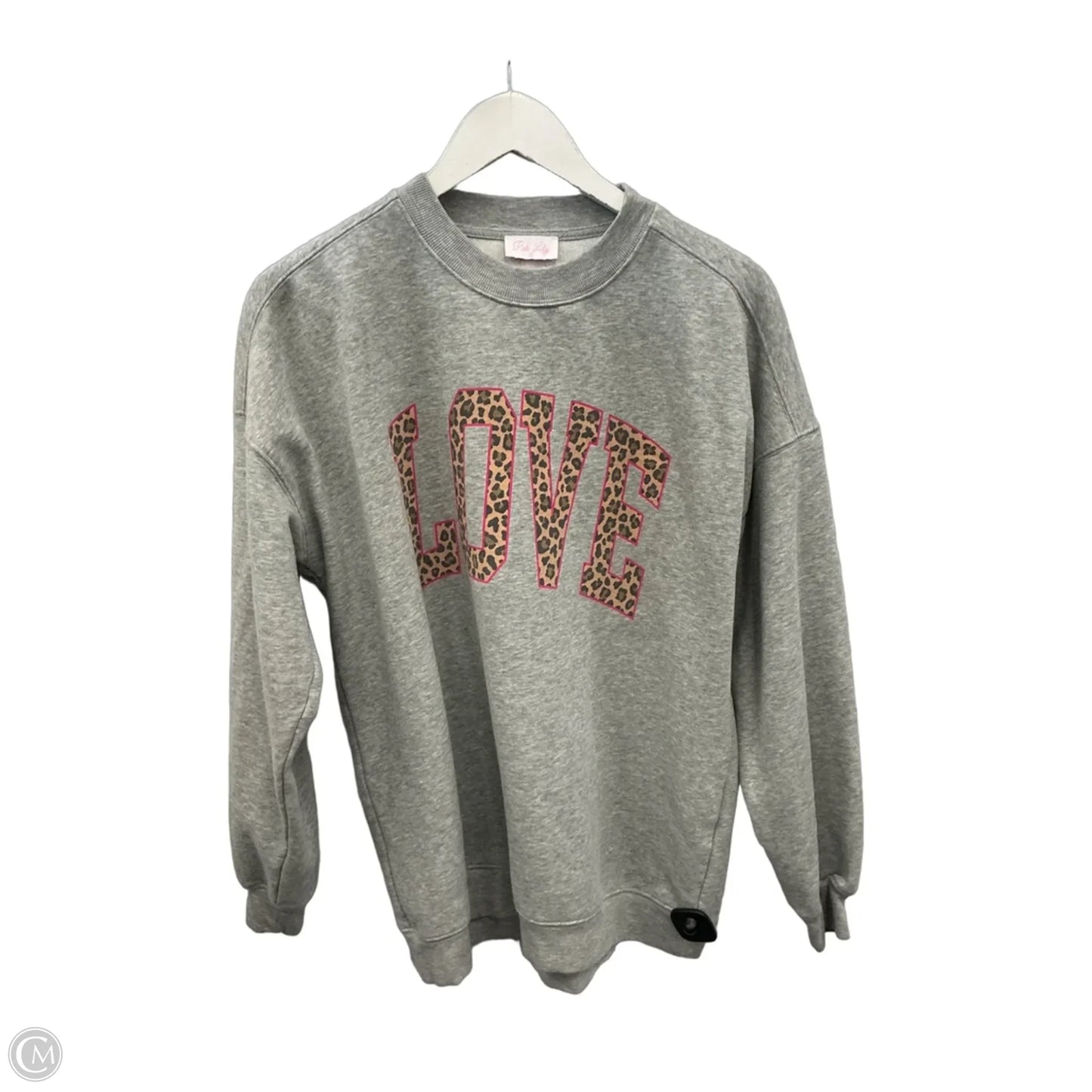 Sweatshirt Crewneck By Pink Lily In Grey, Size: S