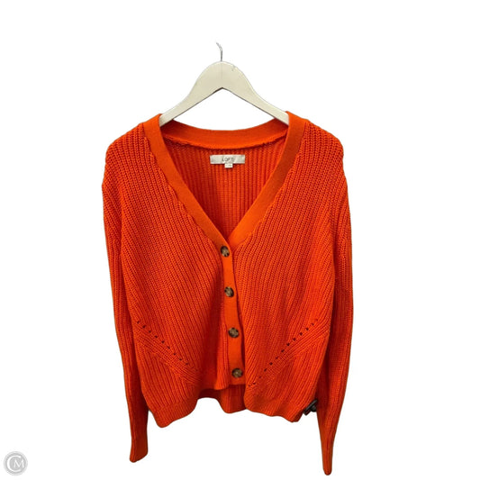 Sweater Cardigan By Loft In Orange, Size: L