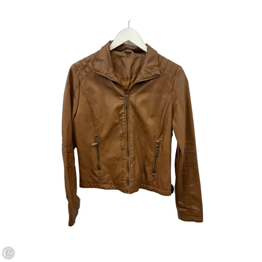 Jacket Moto By Cato In Tan, Size: M