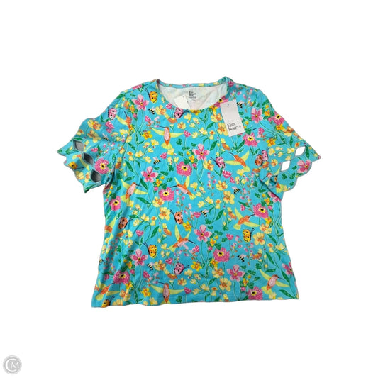 Top Short Sleeve By Kim Rogers In Floral Print, Size: L