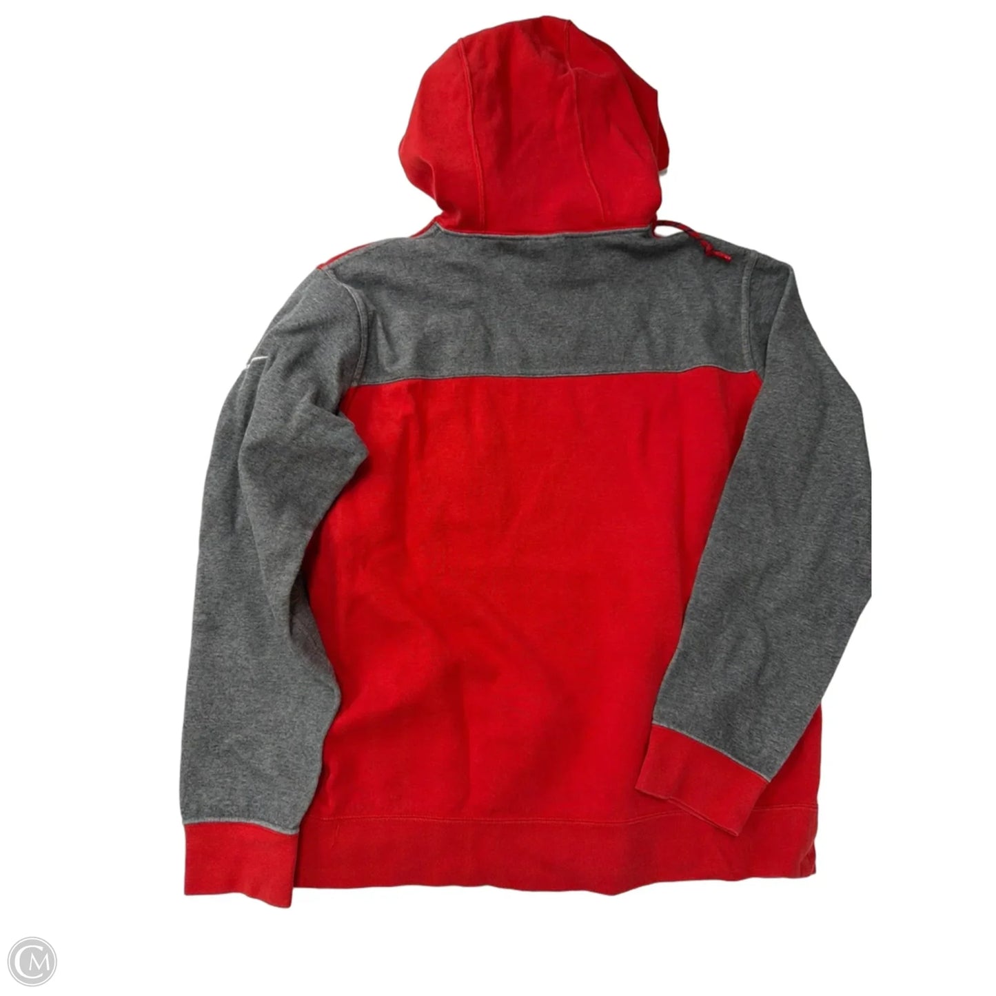 Athletic Sweatshirt Hoodie By Nike In Grey & Red, Size: L