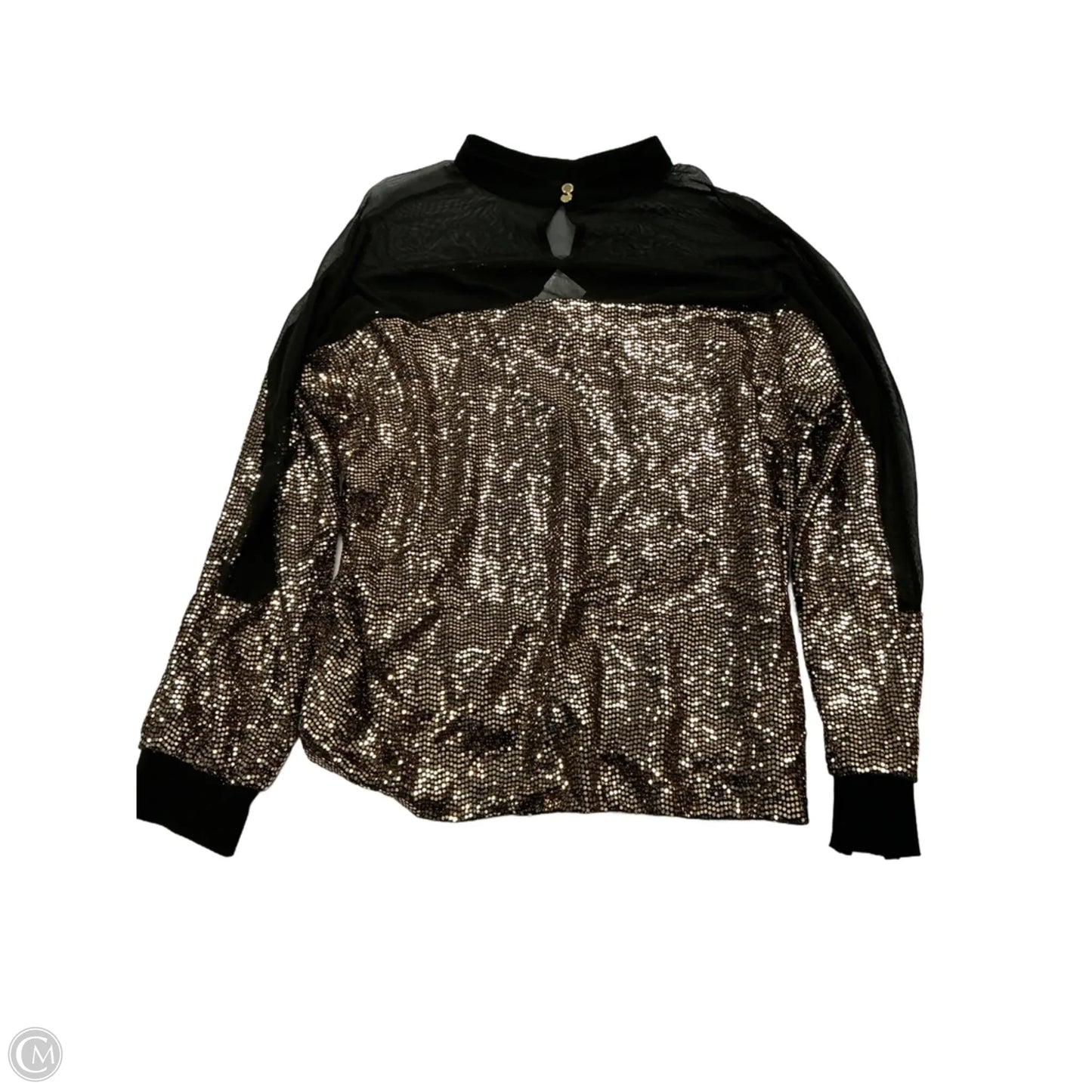 Top Long Sleeve By Nine West In Black & Gold, Size: M