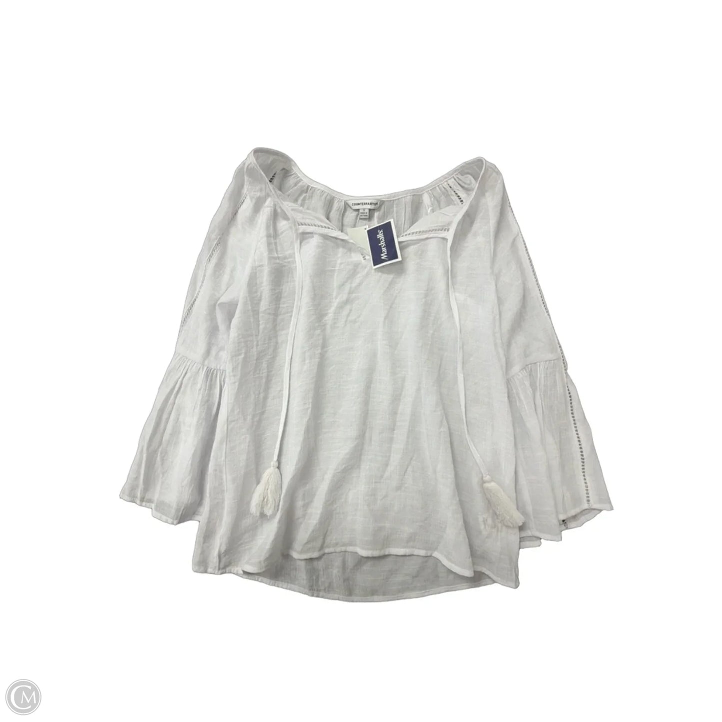 Top Long Sleeve By Counterparts In White, Size: S