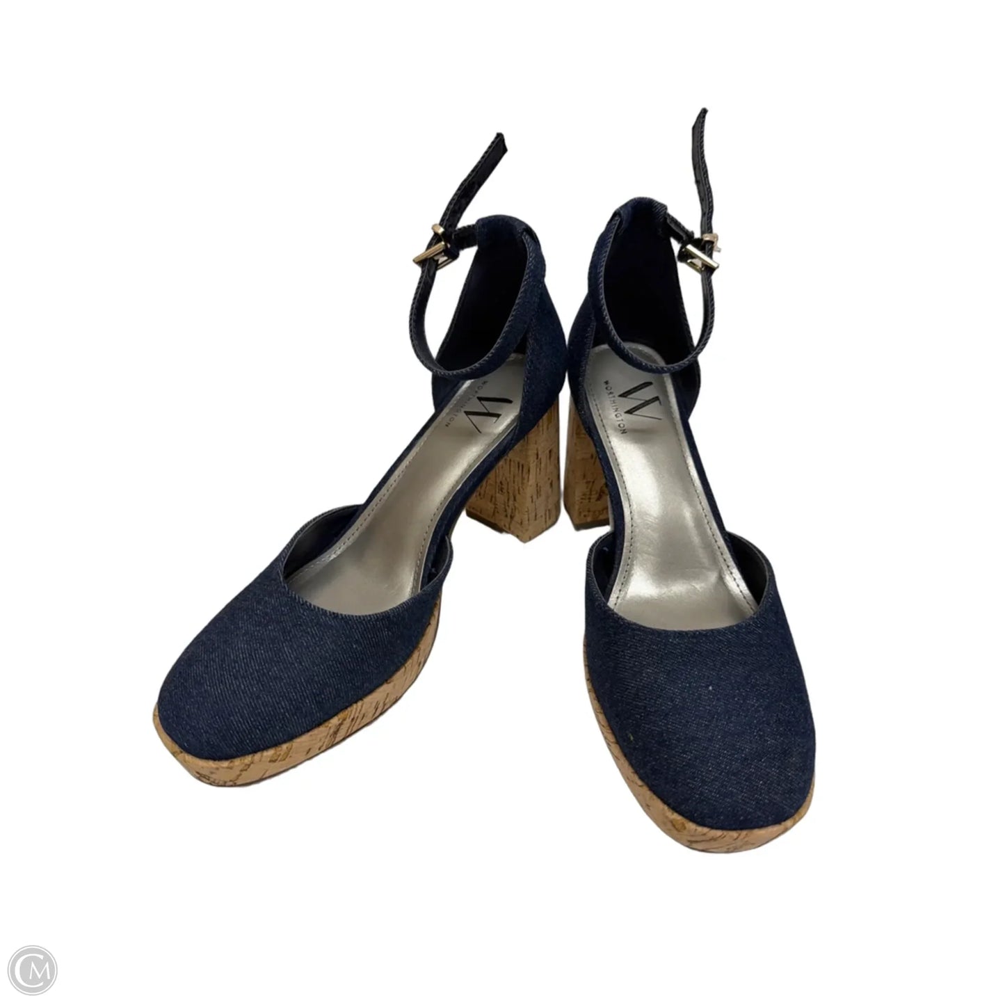 Sandals Heels Block By Falls Creek In Blue Denim, Size: 7
