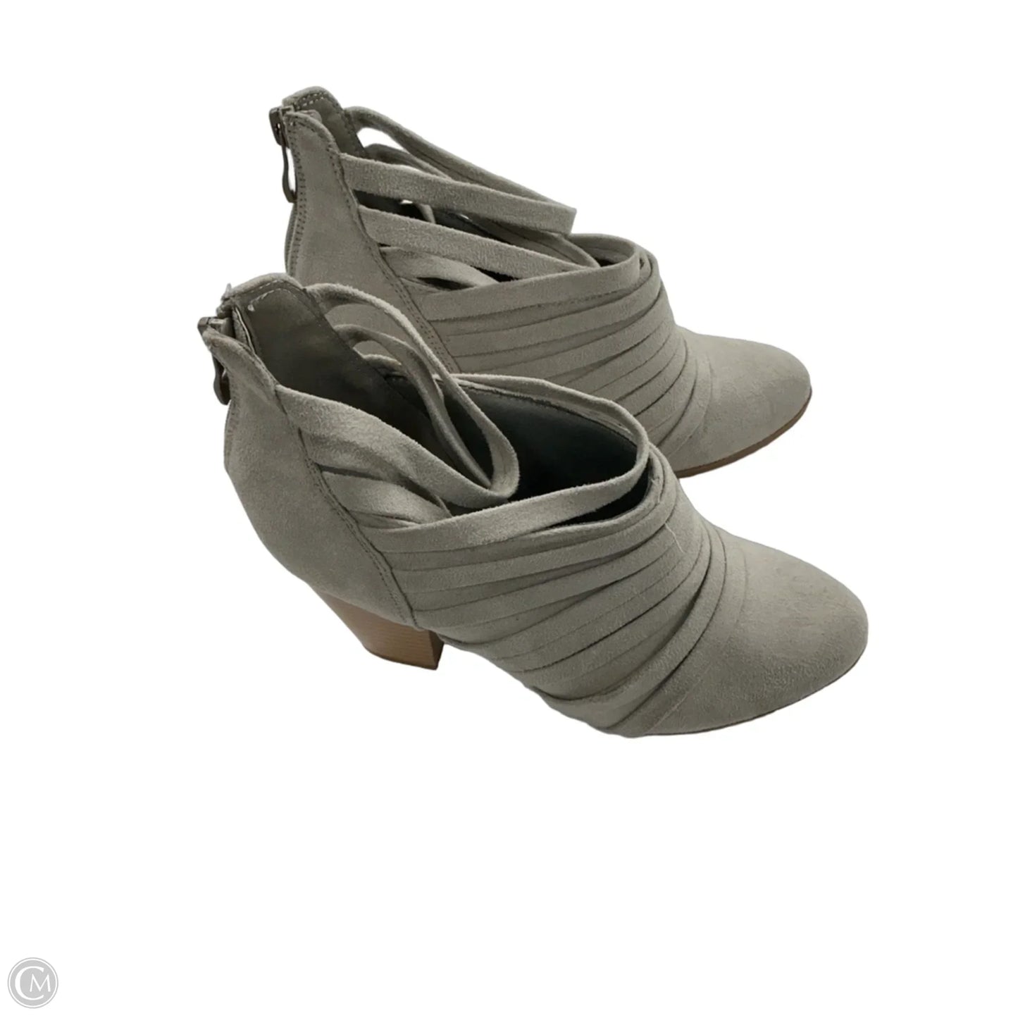 Boots Ankle Heels By Clothes Mentor In Grey, Size: 7.5