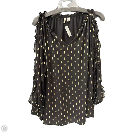 Top Long Sleeve By Cato In Black & Gold, Size: Xl