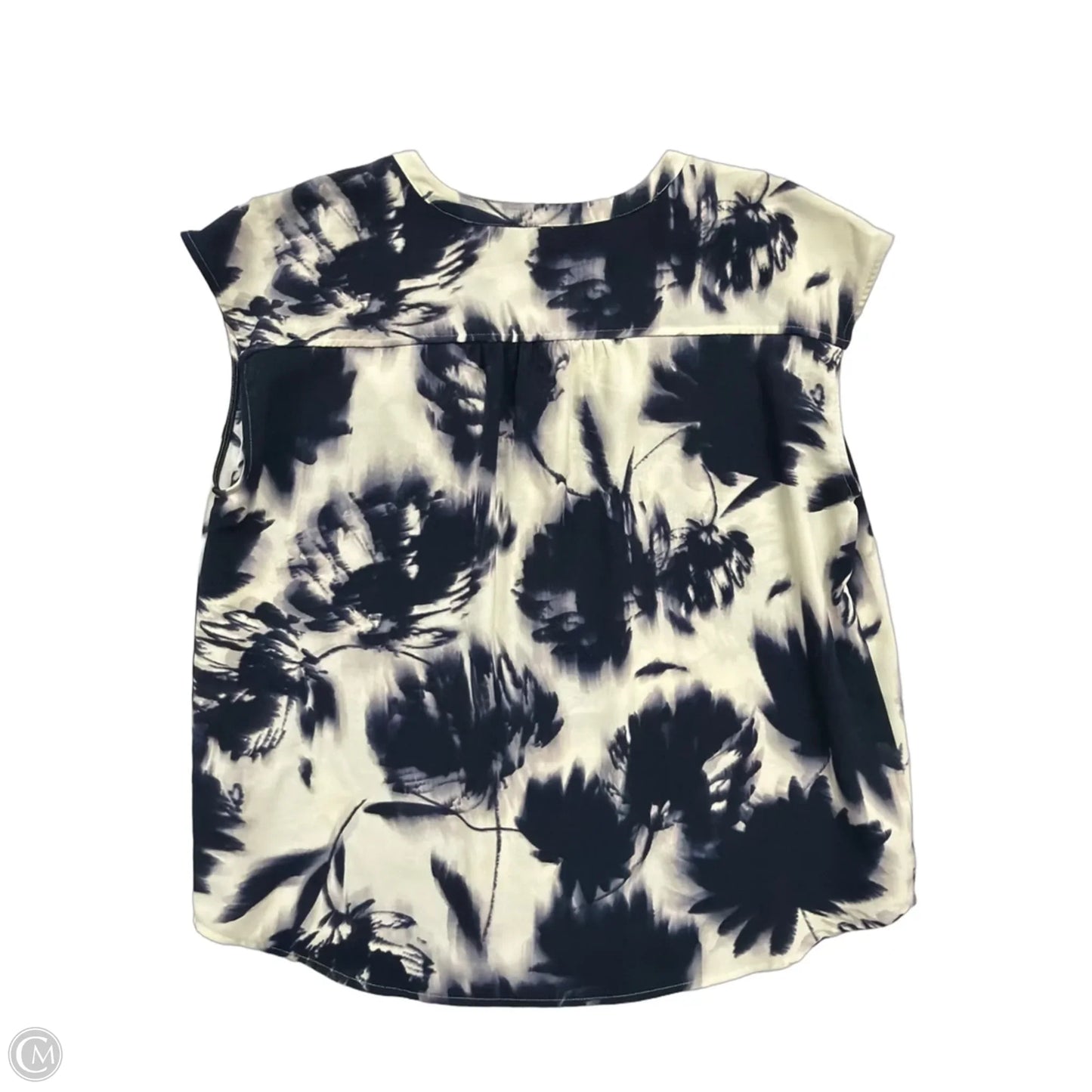 Top Short Sleeve By Simply Vera In Blue & Cream, Size: Xl