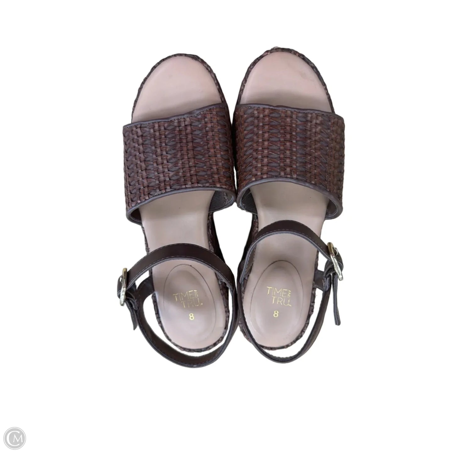 Sandals Heels Wedge By Time And Tru In Brown, Size: 8