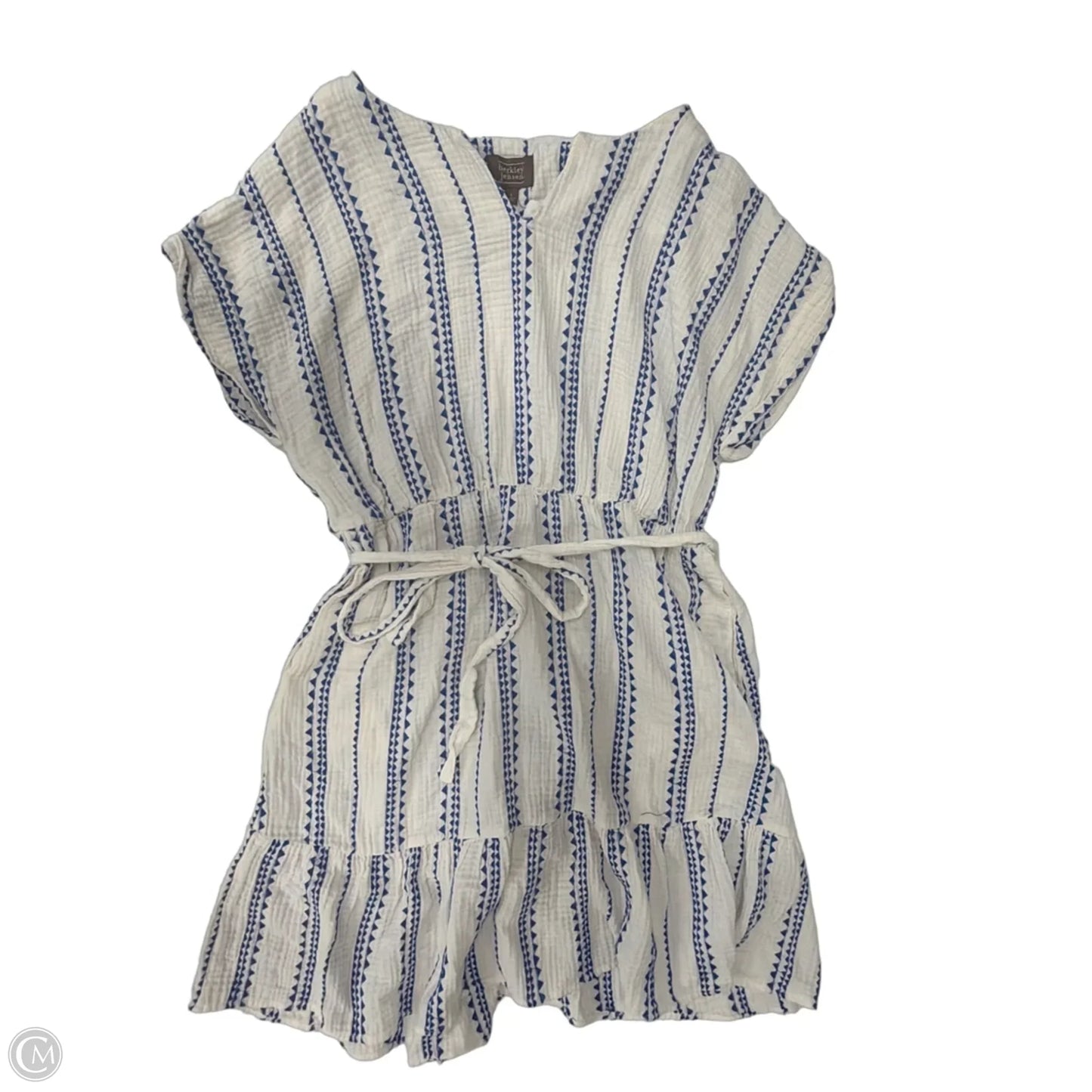 Dress Casual Midi By Clothes Mentor In Blue & White, Size: L