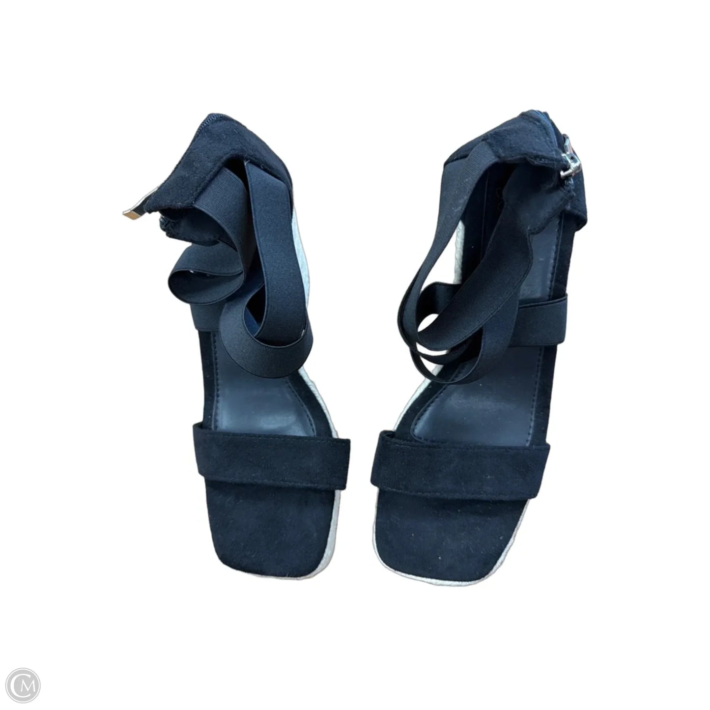 Sandals Heels Wedge By Clothes Mentor In Black, Size: 11