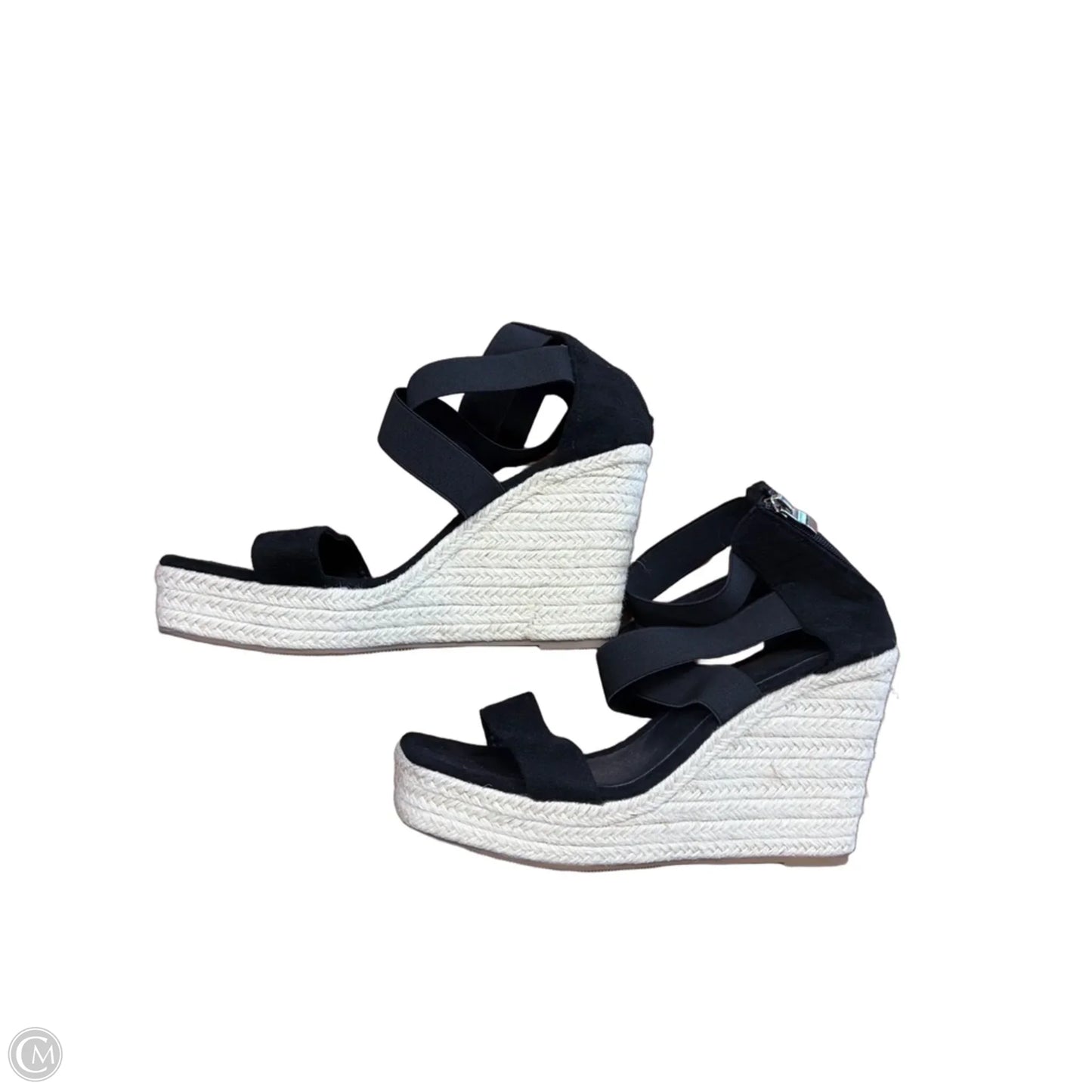 Sandals Heels Wedge By Clothes Mentor In Black, Size: 11