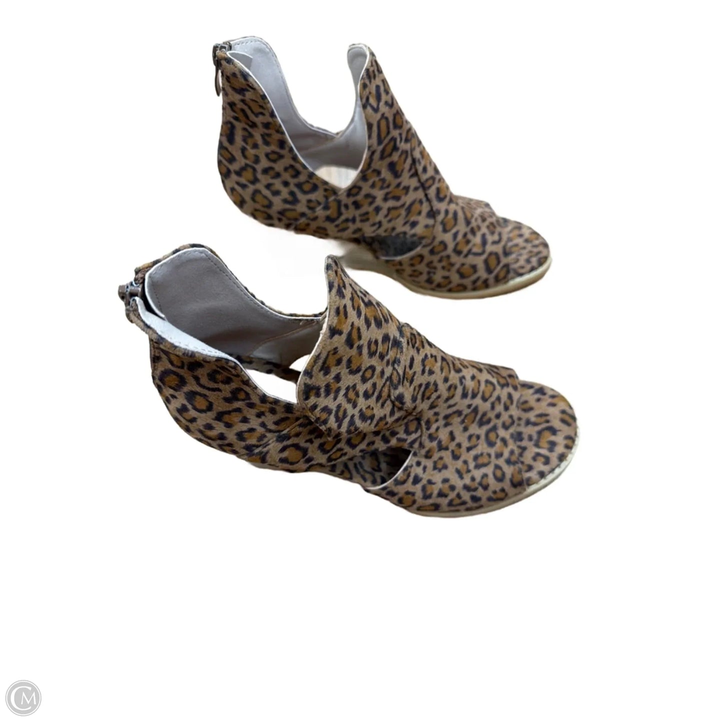 Sandals Heels Wedge By Clothes Mentor In Animal Print, Size: 9