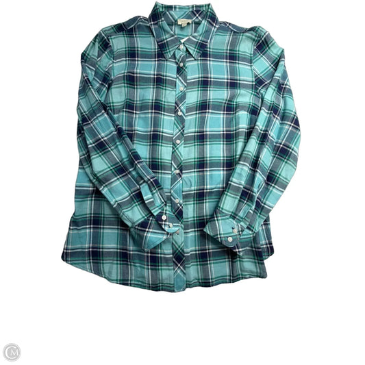 Top Long Sleeve By Talbots In Plaid Pattern, Size: L