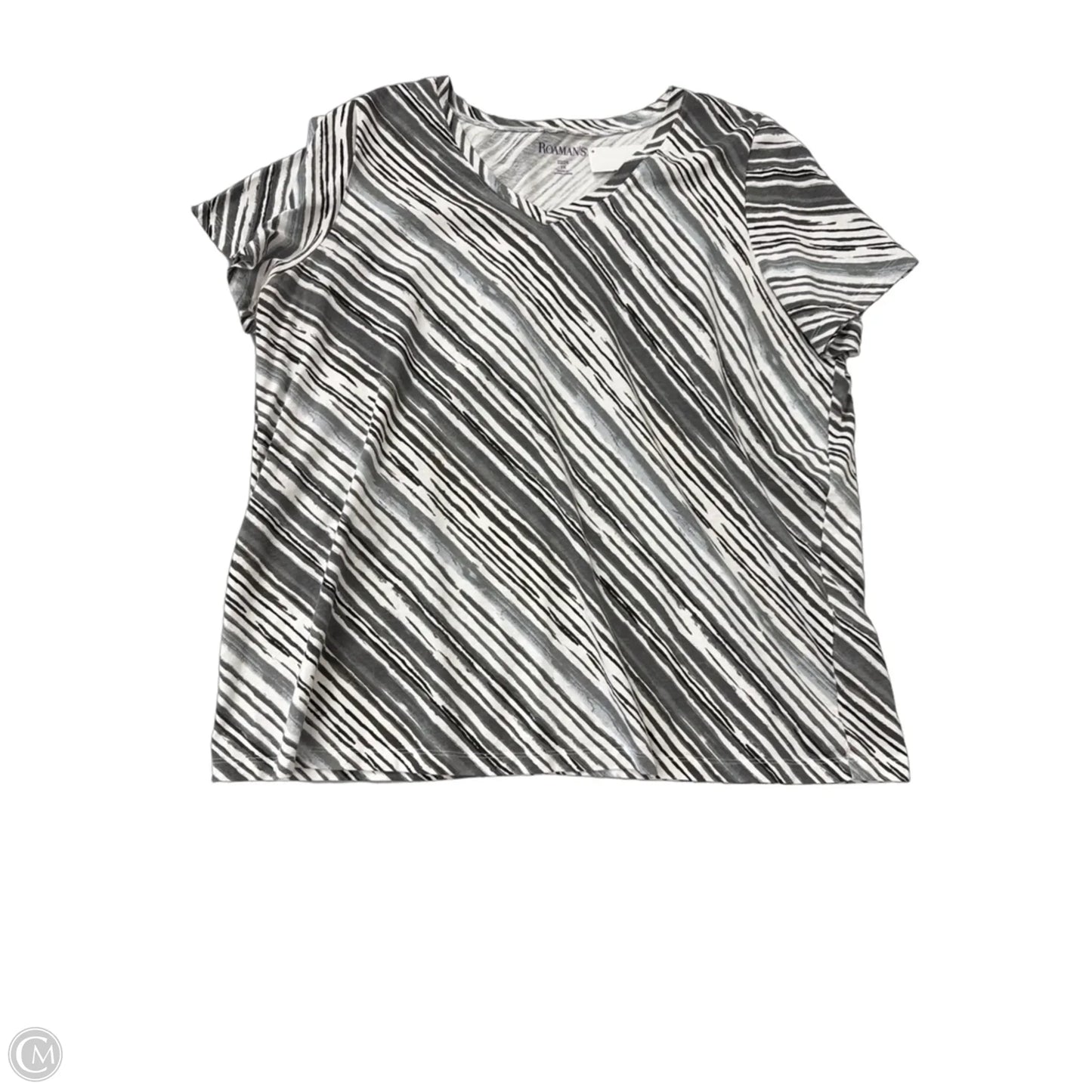 Top Short Sleeve Basic By Roamans In Striped Pattern, Size: 1x