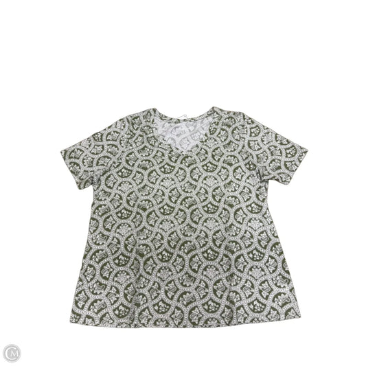Top Short Sleeve By Lane Bryant In Green & White, Size: 1x