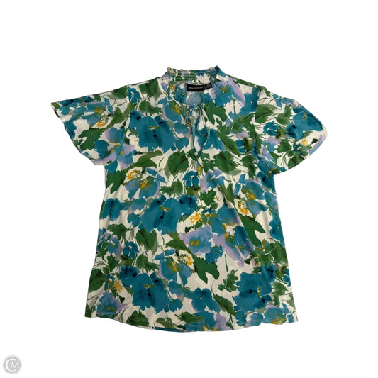 Top Short Sleeve By Nina Leonard In Floral Print, Size: M