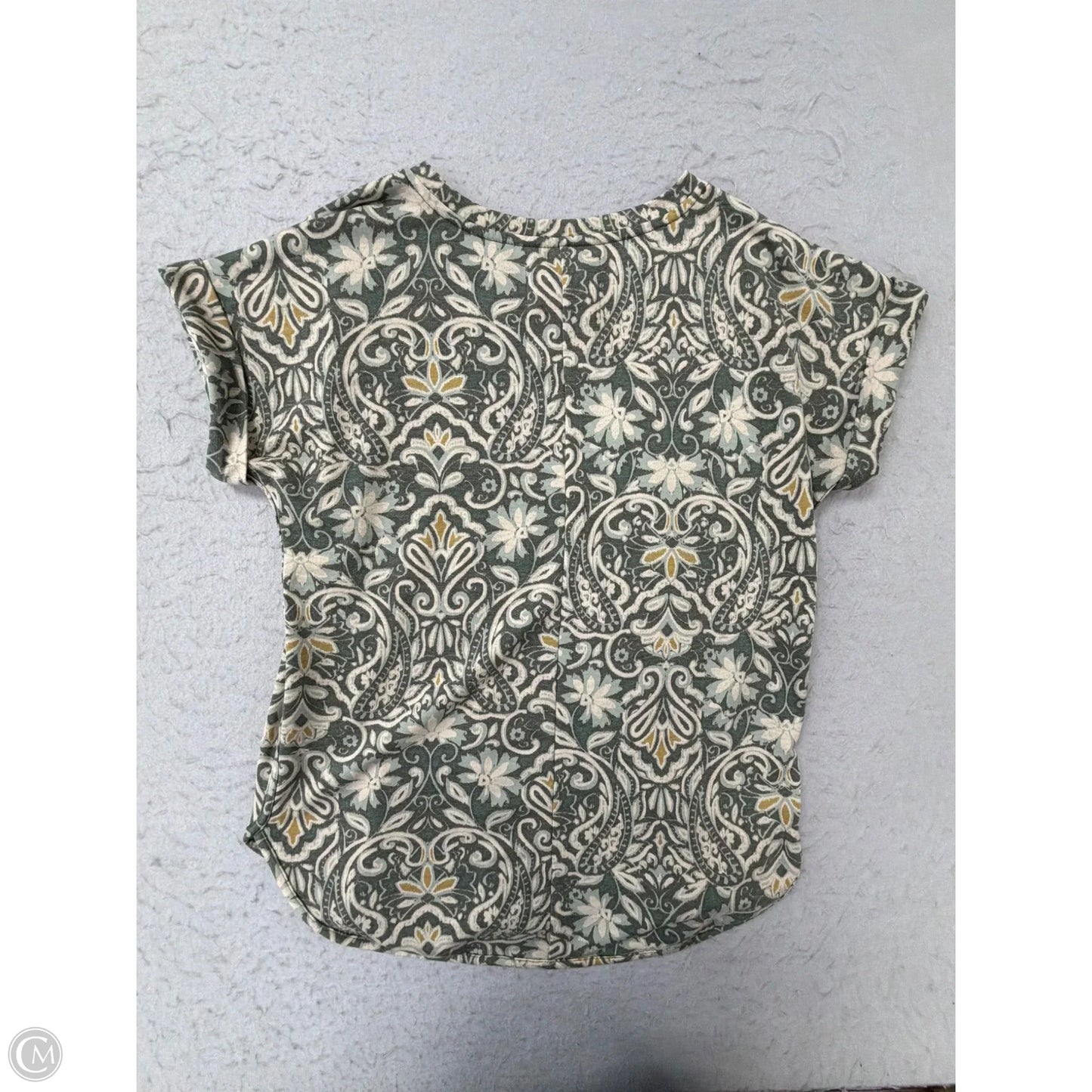 Top Short Sleeve By Cupio In Blue & Cream, Size: L