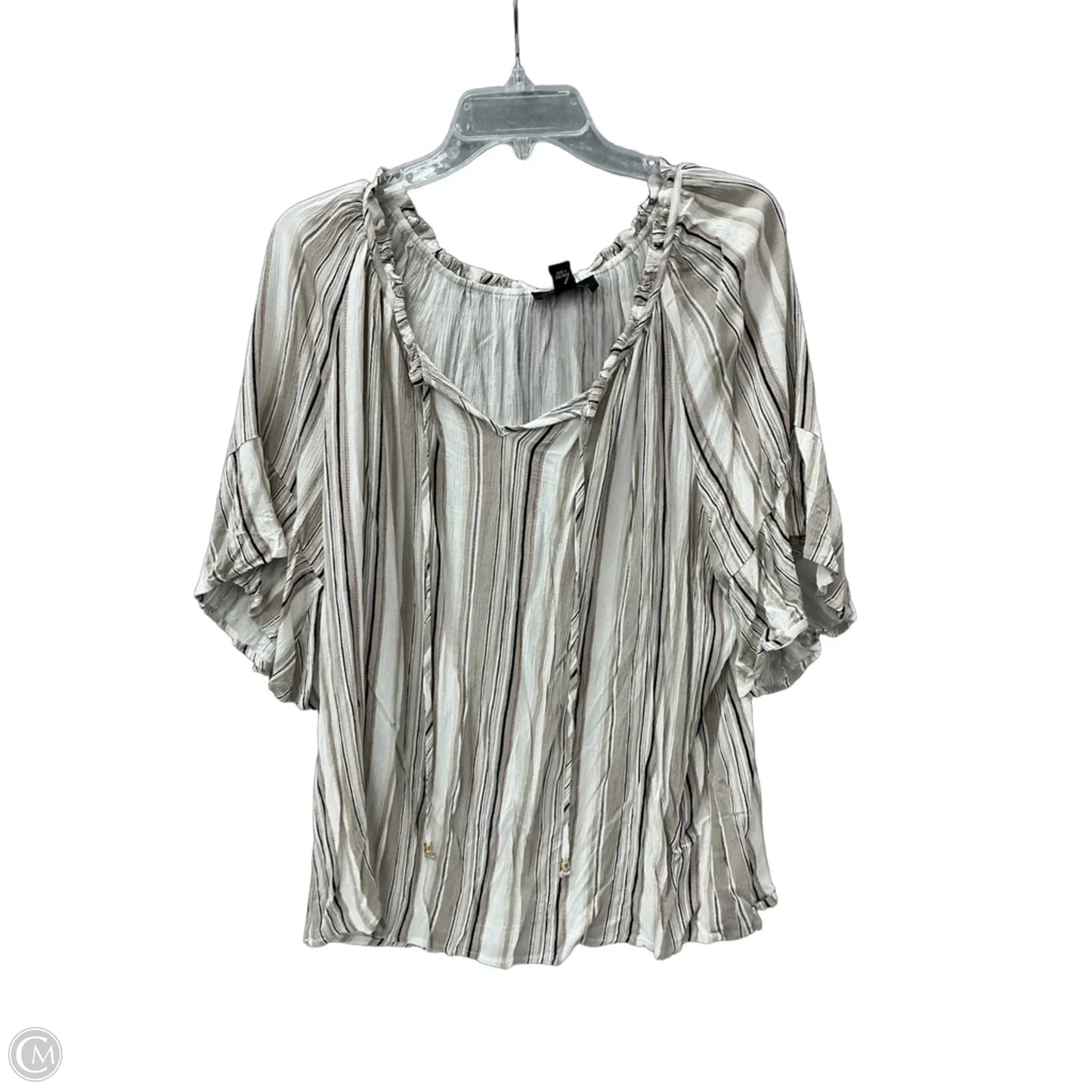 Top Short Sleeve By Agb In Striped Pattern, Size: 2x