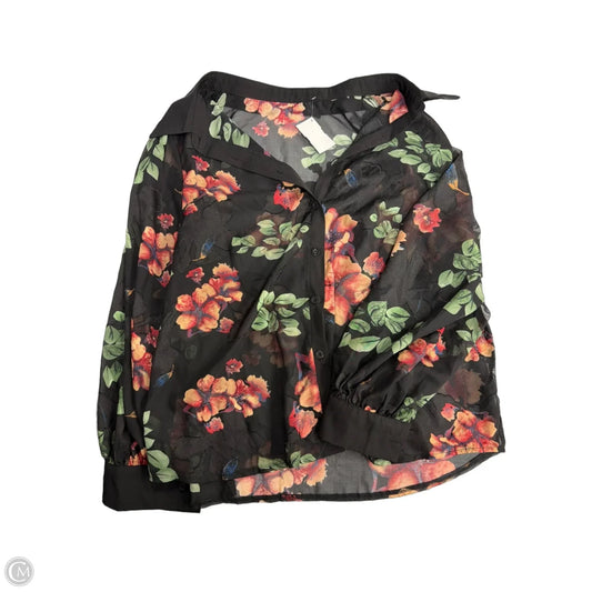 Top Long Sleeve By Shein In Floral Print, Size: 2x