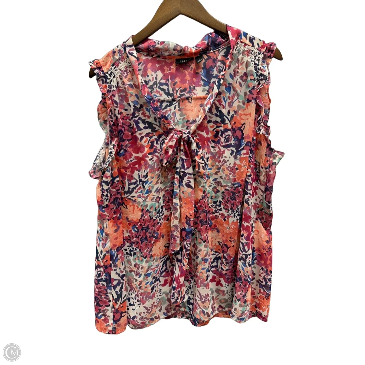 Top Sleeveless By Ana In Floral Print, Size: 2x