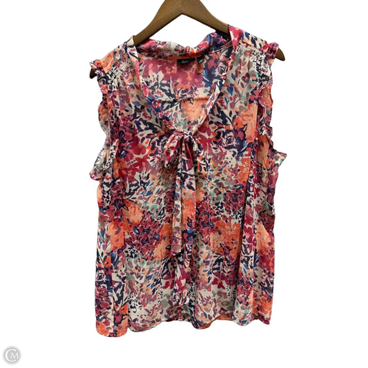 Top Sleeveless By Ana In Floral Print, Size: 2x