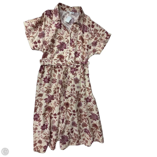 Dress Casual Midi By Lucky Brand In Floral Print, Size: L