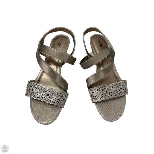 Sandals Heels Kitten By East 5th In Gold, Size: 10