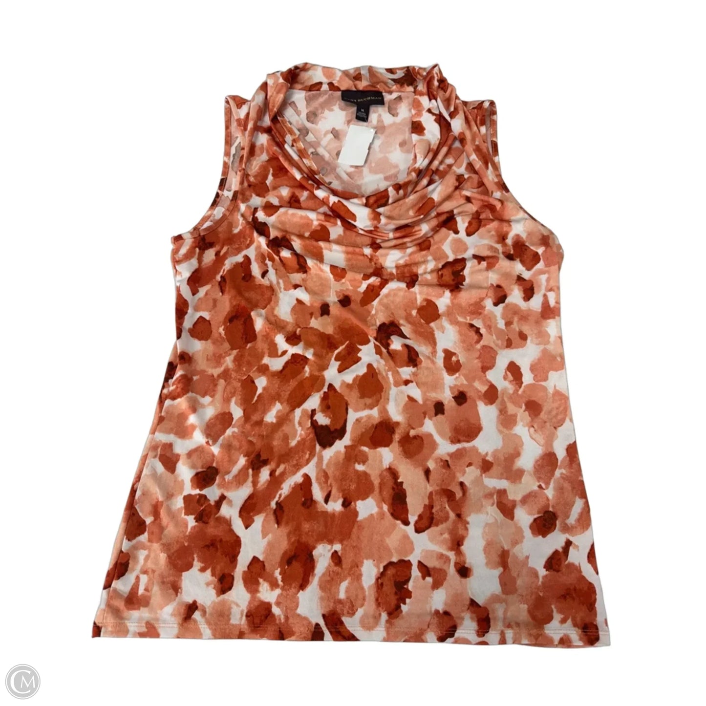 Top Sleeveless By Dana Buchman In Orange & White, Size: M